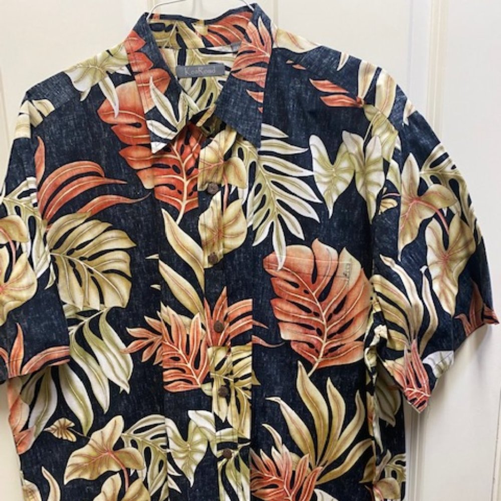 Koa Road Men's Aloha Hawaiian Shirt Black 2XL